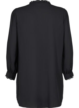 Tunic with ruffle collar and long sleeves, Black, Packshot image number 1