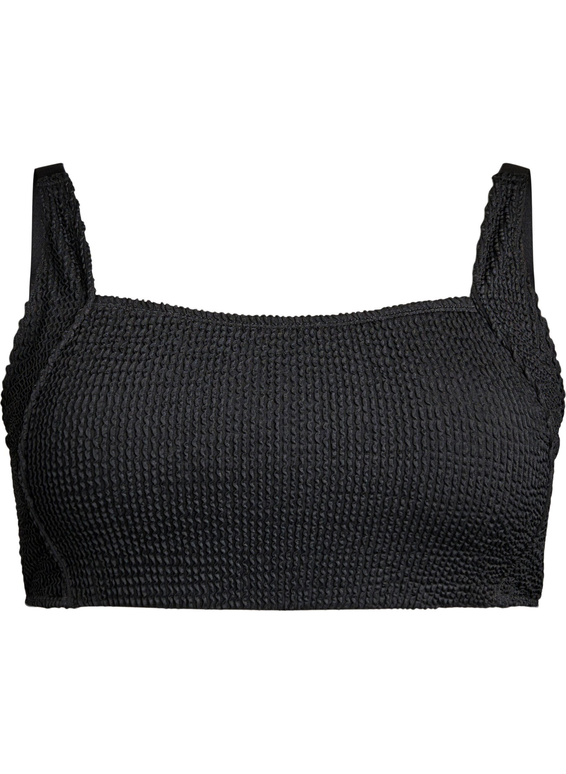 Zizzifashion Crepe bikini top with adjustable straps, Black, Packshot image number 0