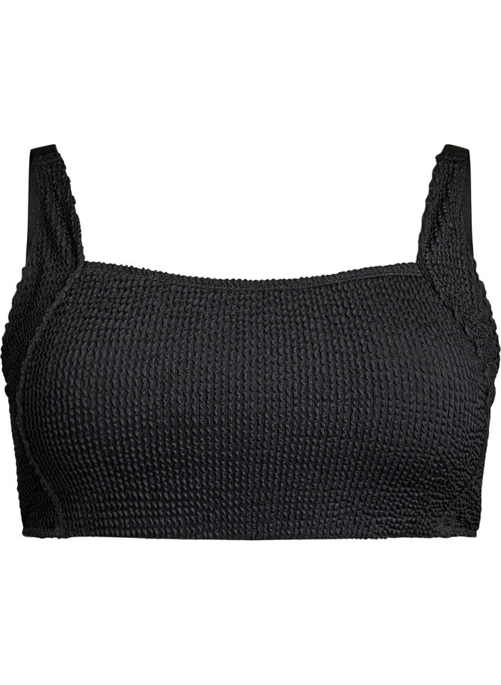 Crepe bikini top with adjustable straps, Black, Packshot image number 0