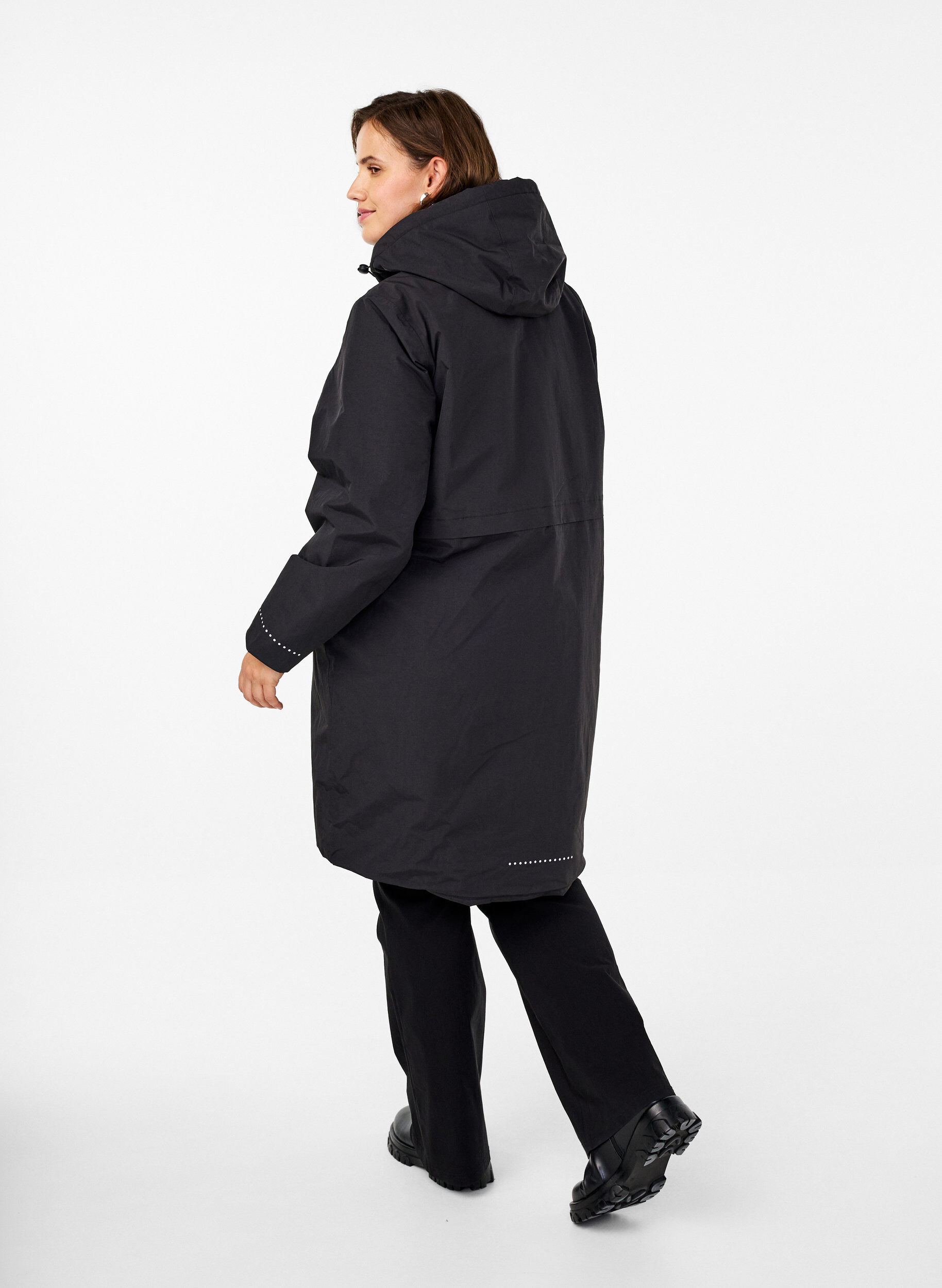 Zizzifashion Functional parka coat with reflective detailing, Black, Model image number 1