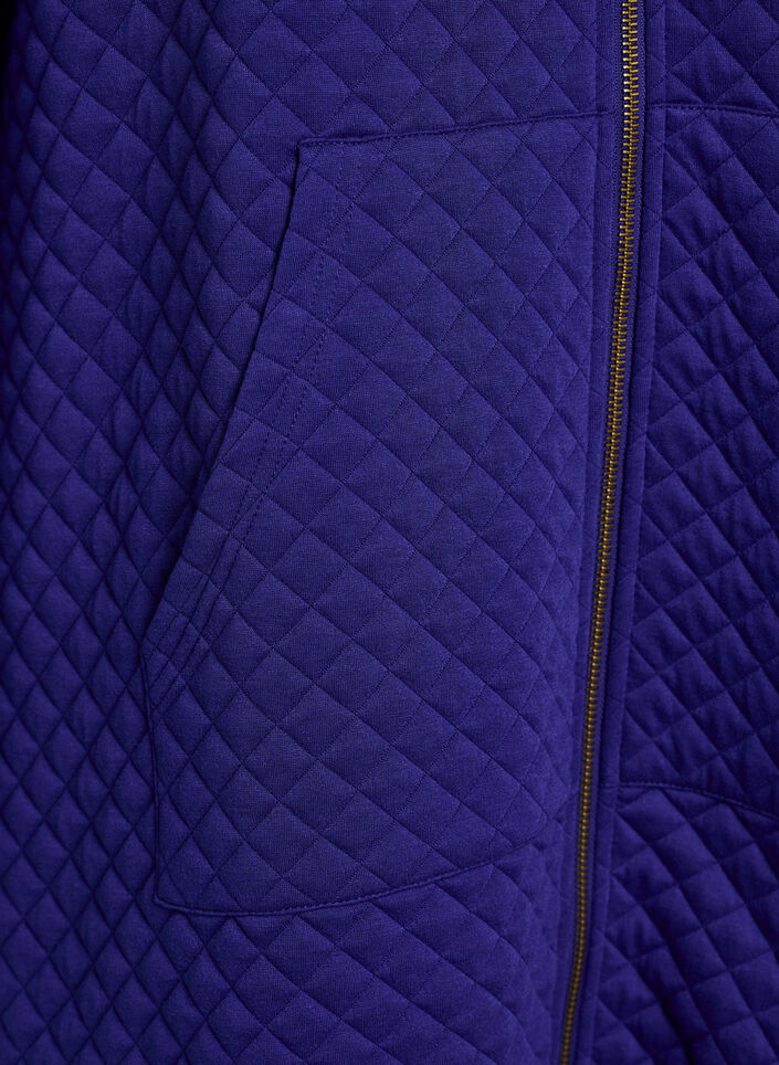 Long quilted zip-up hoodie with pockets, Purple, Packshot image number 3