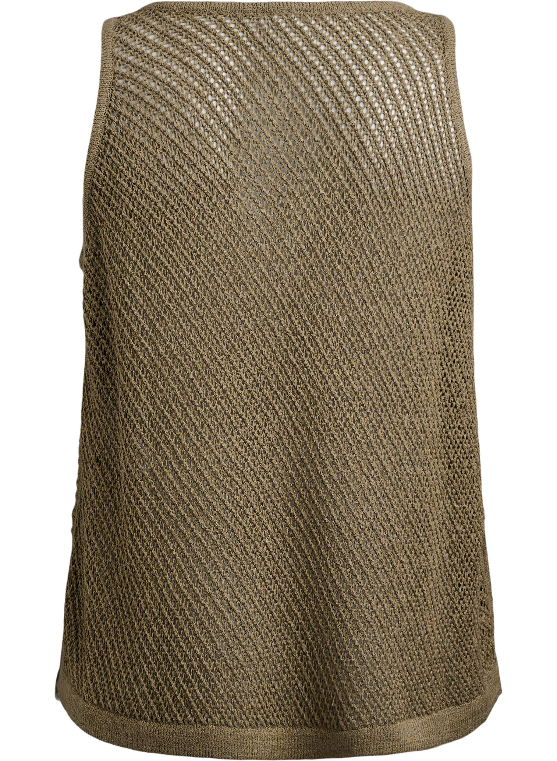 Zizzifashion FLASH - Sleeveless knitted top with v-neck, Green, Packshot image number 1