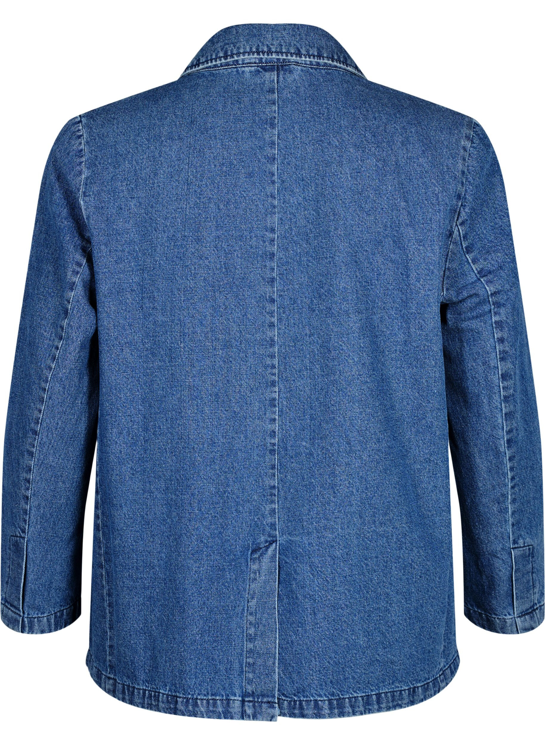 Zizzifashion Denim blazer with pockets, Blue Denim, Packshot image number 1