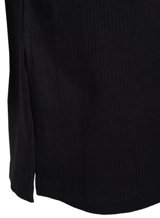 Short-sleeved cotton dress in rib knit, Black, Packshot image number 3
