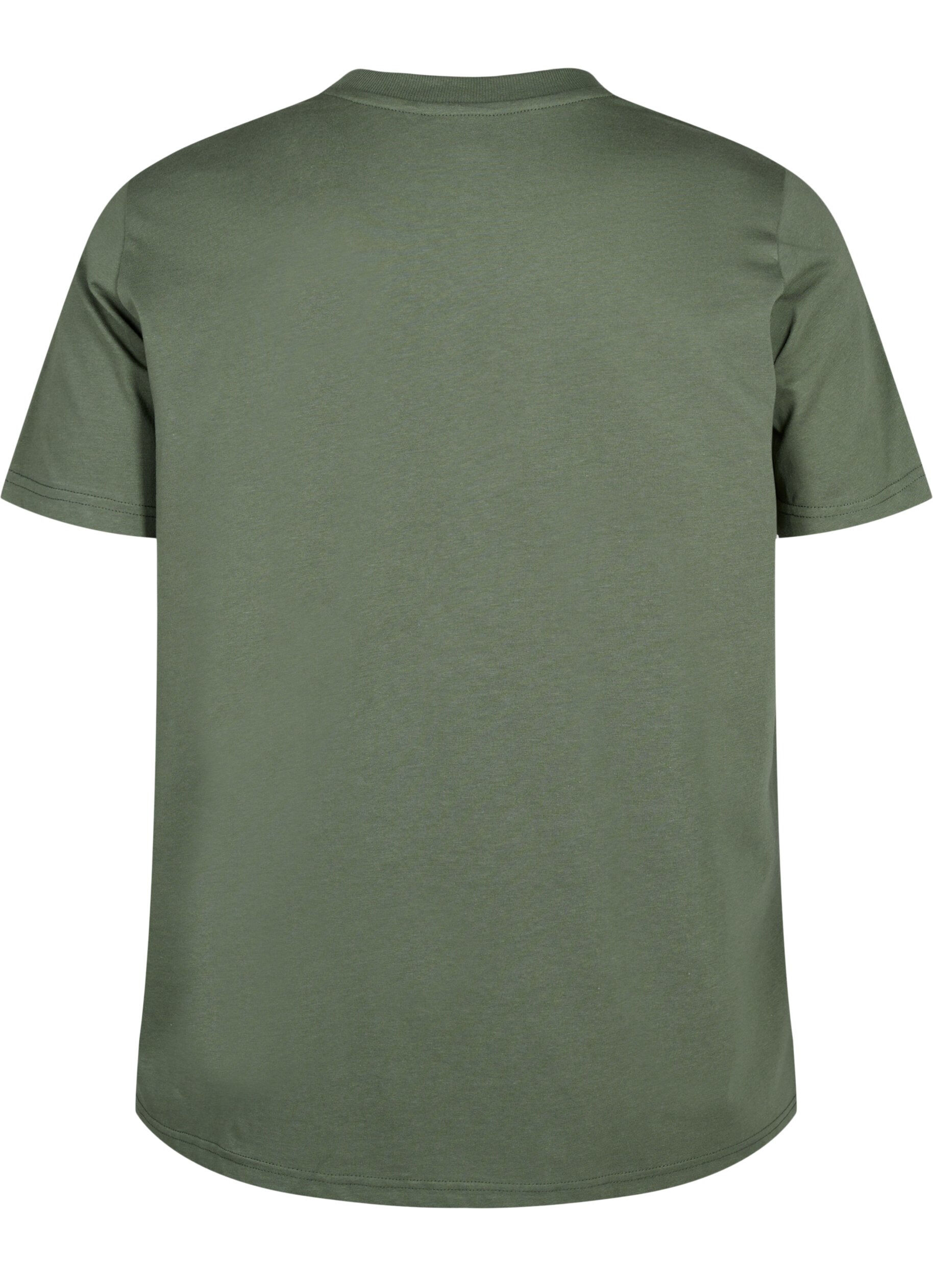 Zizzifashion Basic cotton T-shirt with round neck, Green, Packshot image number 1
