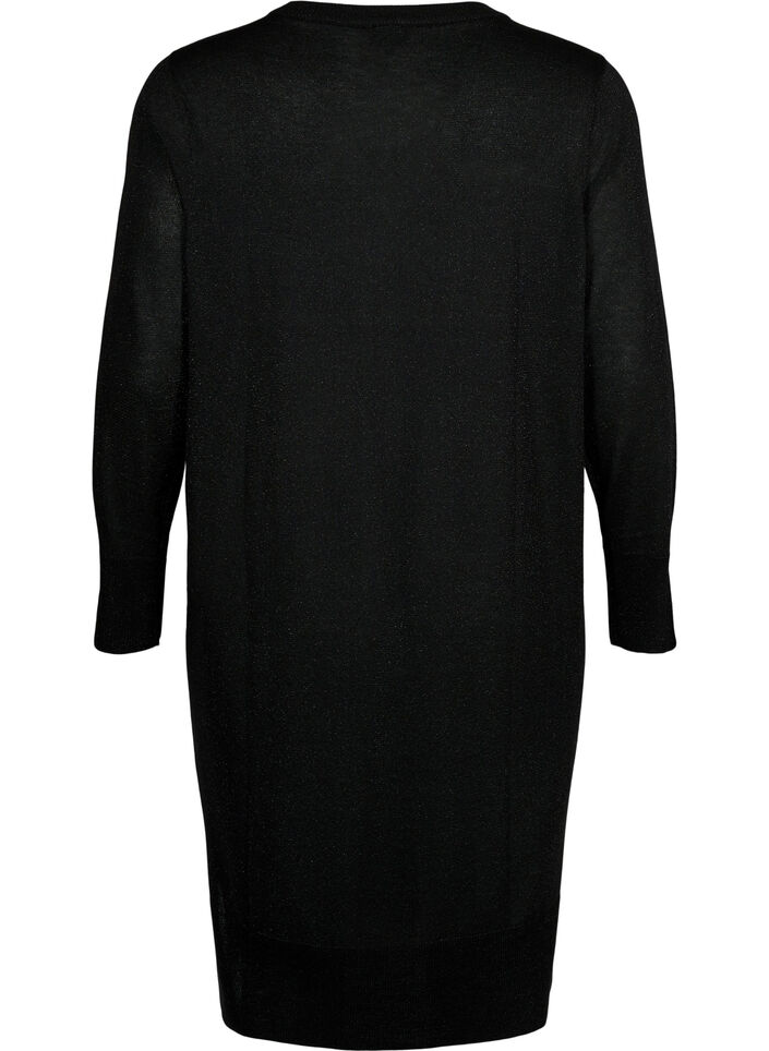 Viscose knit dress with glitter and slits, Black w. DTM Lurex, Packshot image number 1