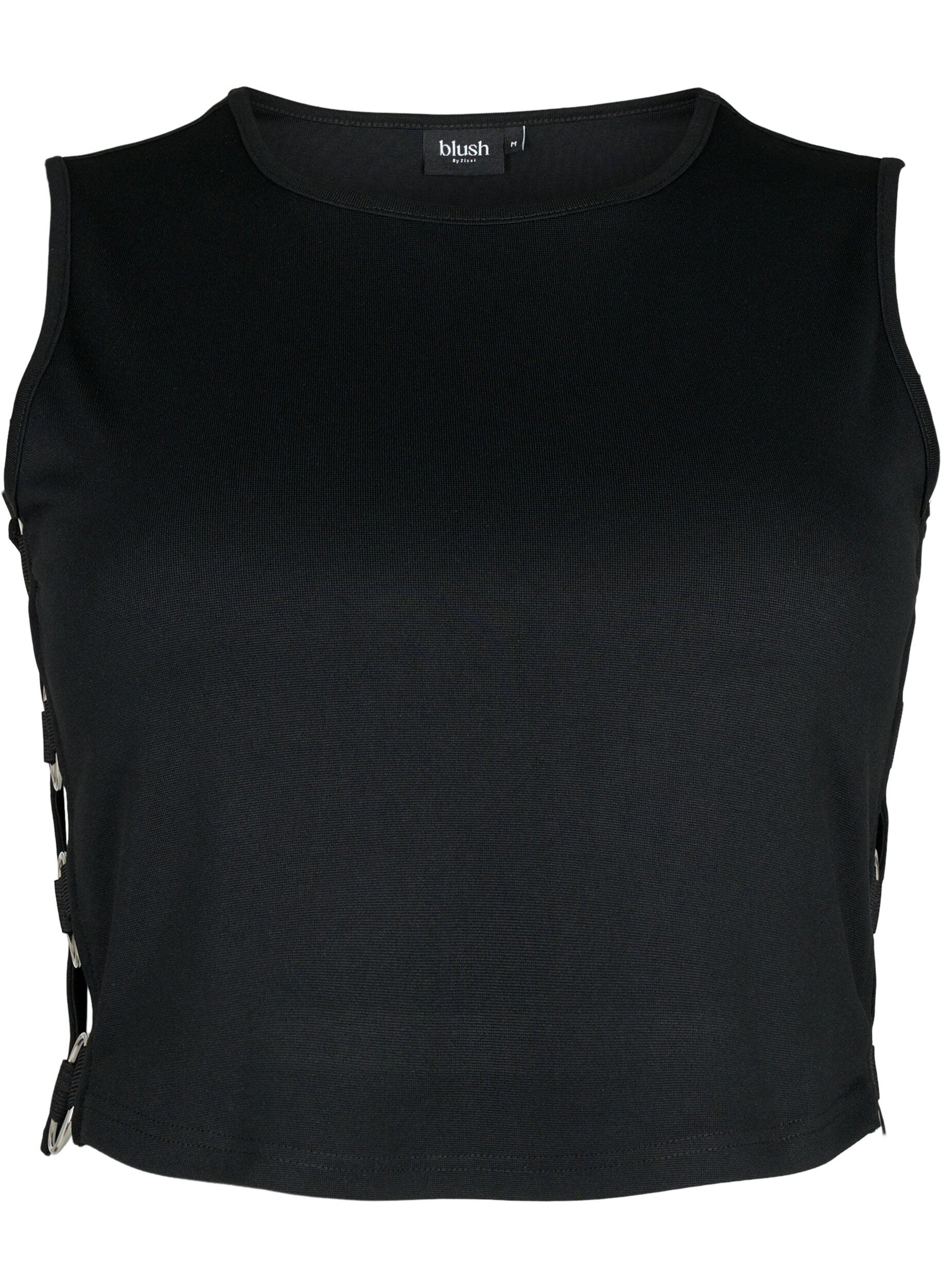 Zizzifashion Short top with open side detail, Black, Packshot image number 0