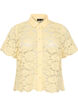 Lace shirt blouse with pearl buttons, Yellow, Packshot image number 0
