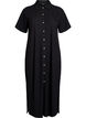 Maxi dress in jersey with collar and short sleeves, Black, Packshot image number 0