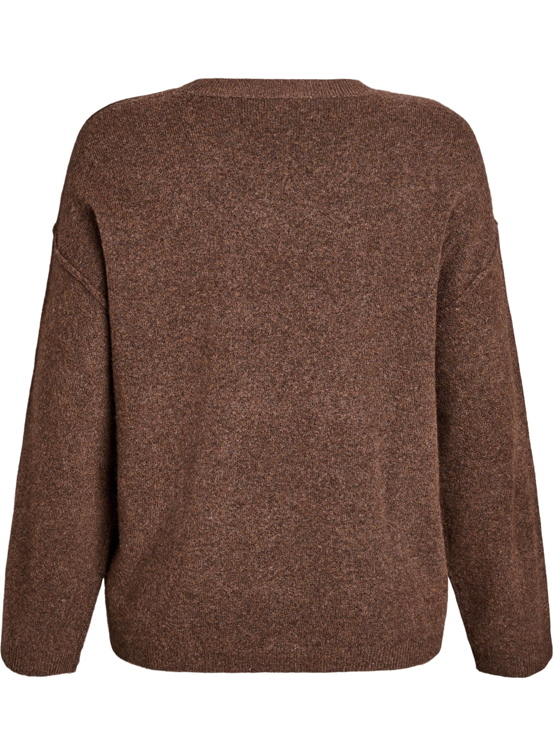 ZizzifashionLoose knit sweater with prominent seams, Brown, Packshot image number 1