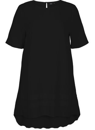 Viscose dress with a high-low effect, Black, Packshot image number 0