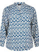 Long-sleeved shirt blouse with V-neck, OFF WHITE ZIG ZAG, Packshot image number 0