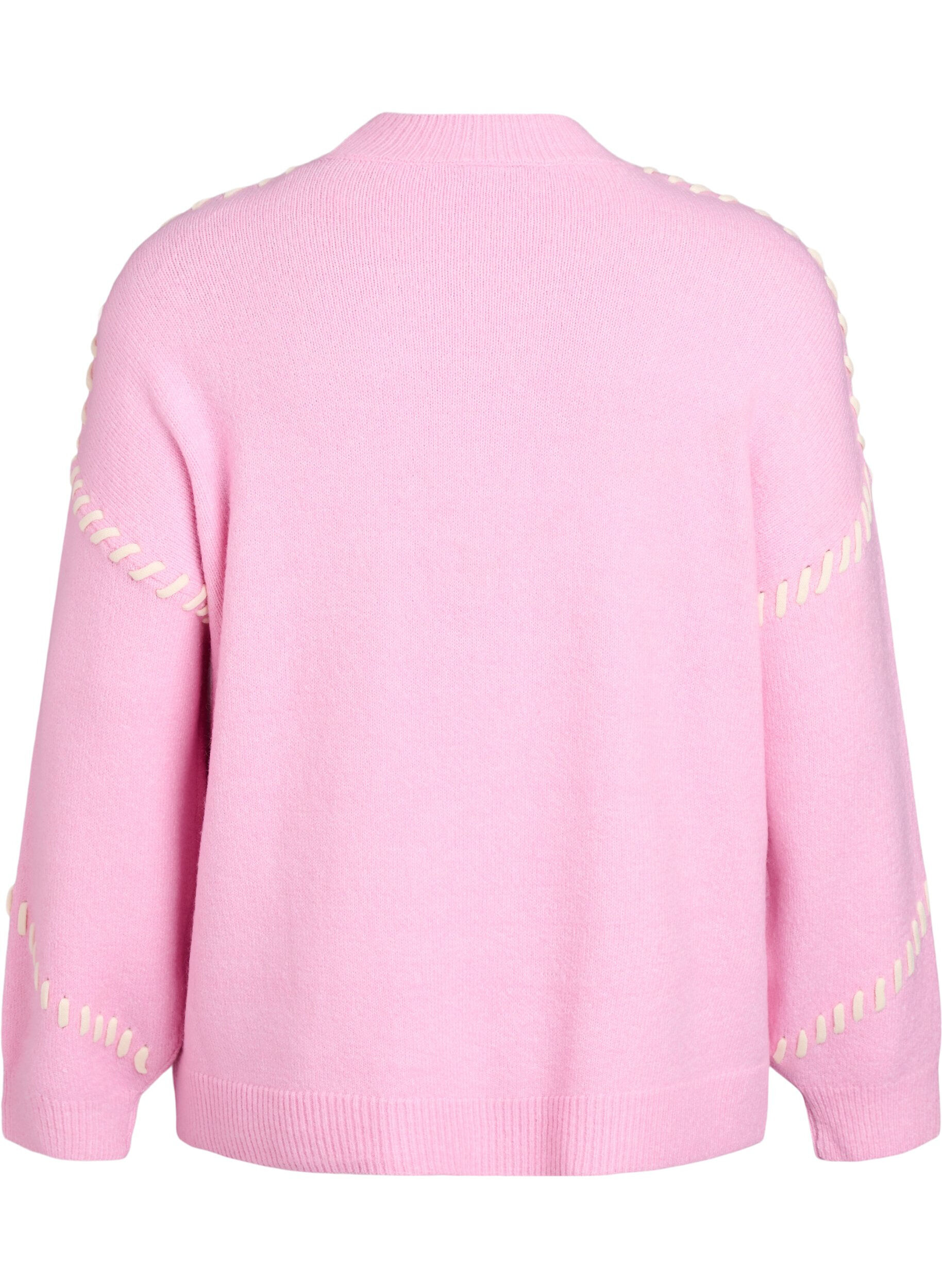 Zizzifashion Jumper with decorative stitching, Pink, Packshot image number 1