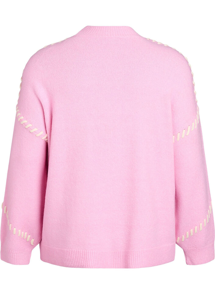 Jumper with decorative stitching, Pink, Packshot image number 1