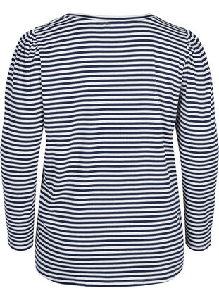 Striped long-sleeved blouse, N. Sky/White Stripe, Packshot image number 1