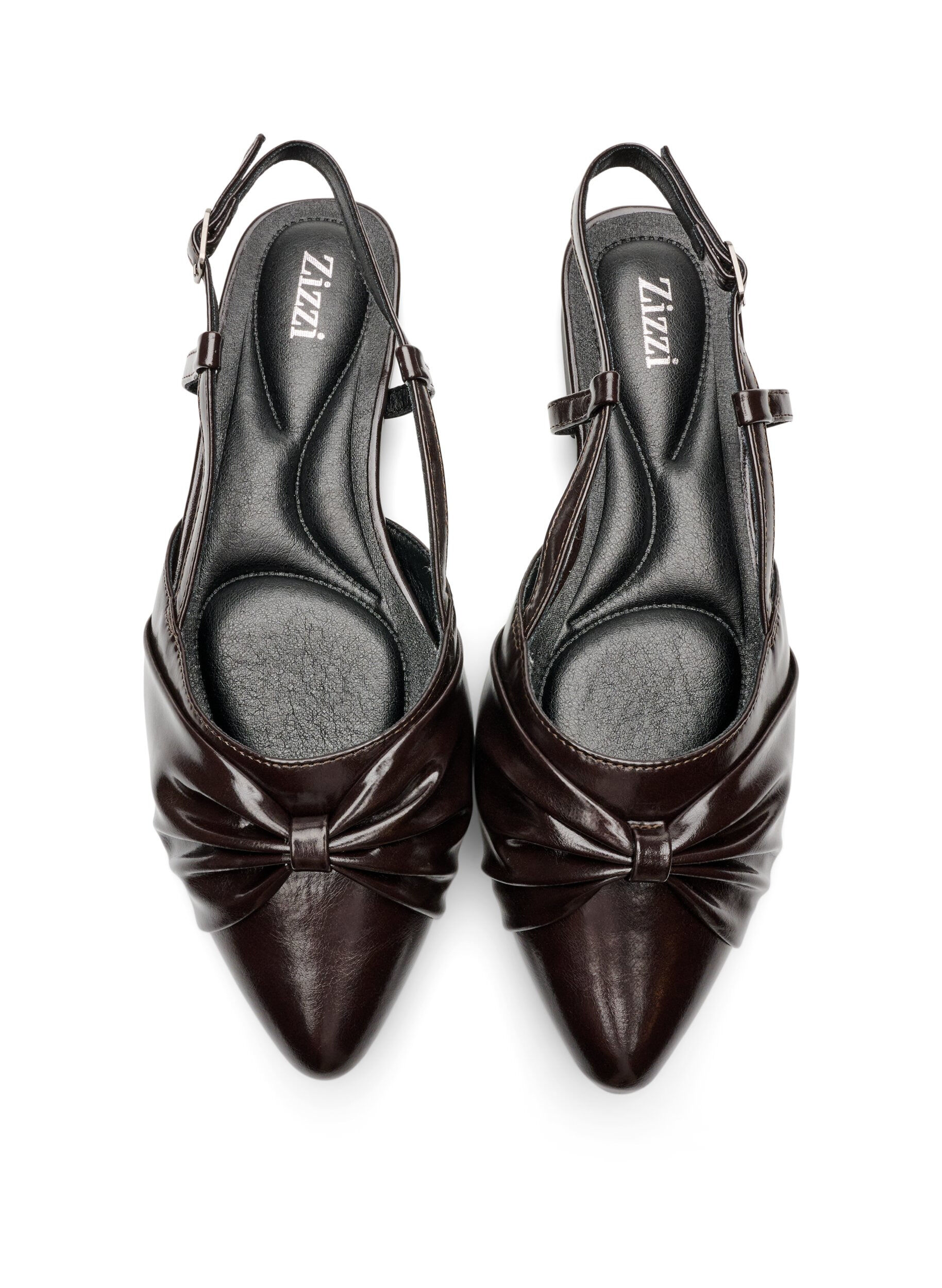 ZizzifashionSlingback with bow detail and patent look, Brown, Packshot image number 2