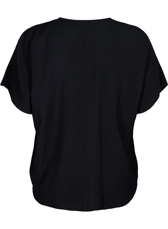 Short sleeve blouse in viscose, Black, Packshot image number 1