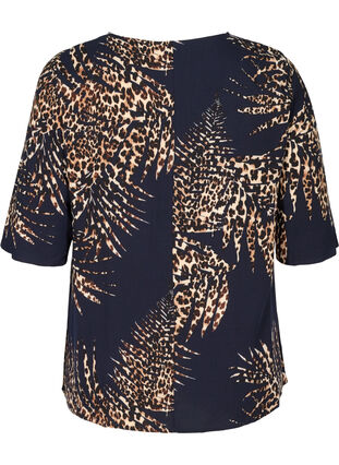 Printed viscose blouse, Leo Feather AOP, Packshot image number 1
