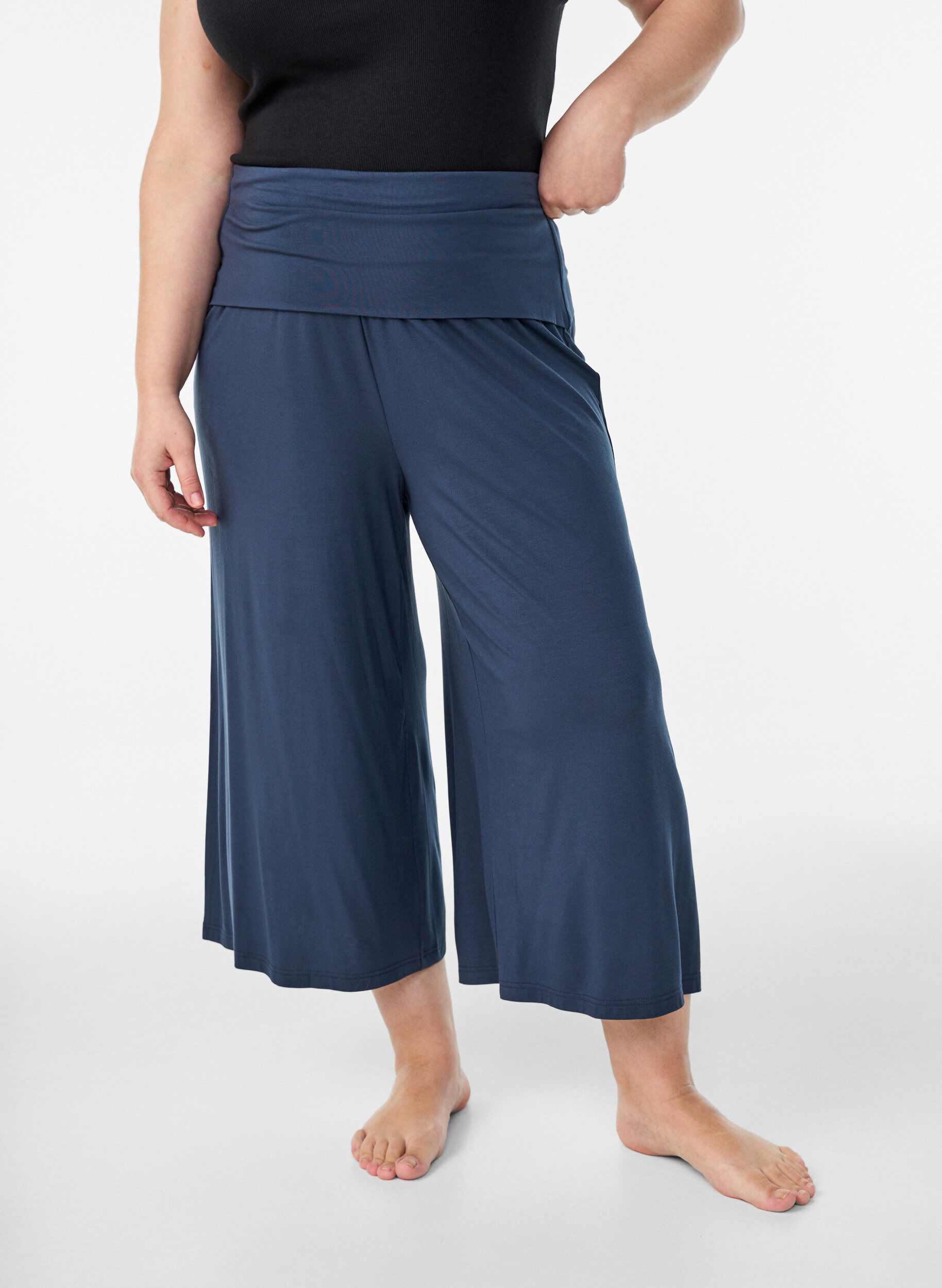 Zizzifashion Jersey culotte trousers with high waist, Blue, Model image number 2