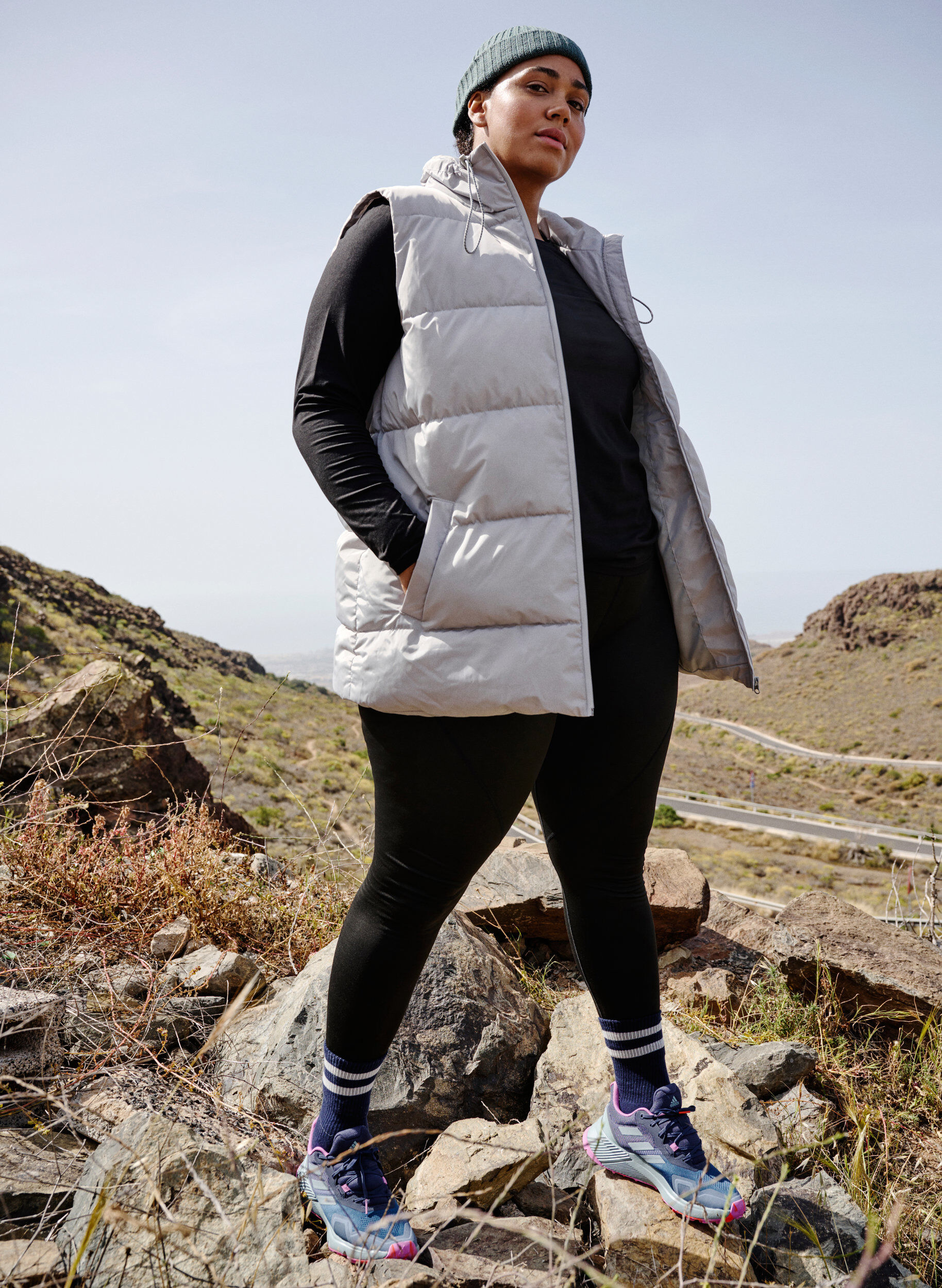 Zizzifashion Sporty vest with a high collar and pockets, Pearl Blue, Image image number 0