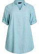 Linen and viscose tunic with A-shape, Blue, Packshot image number 0