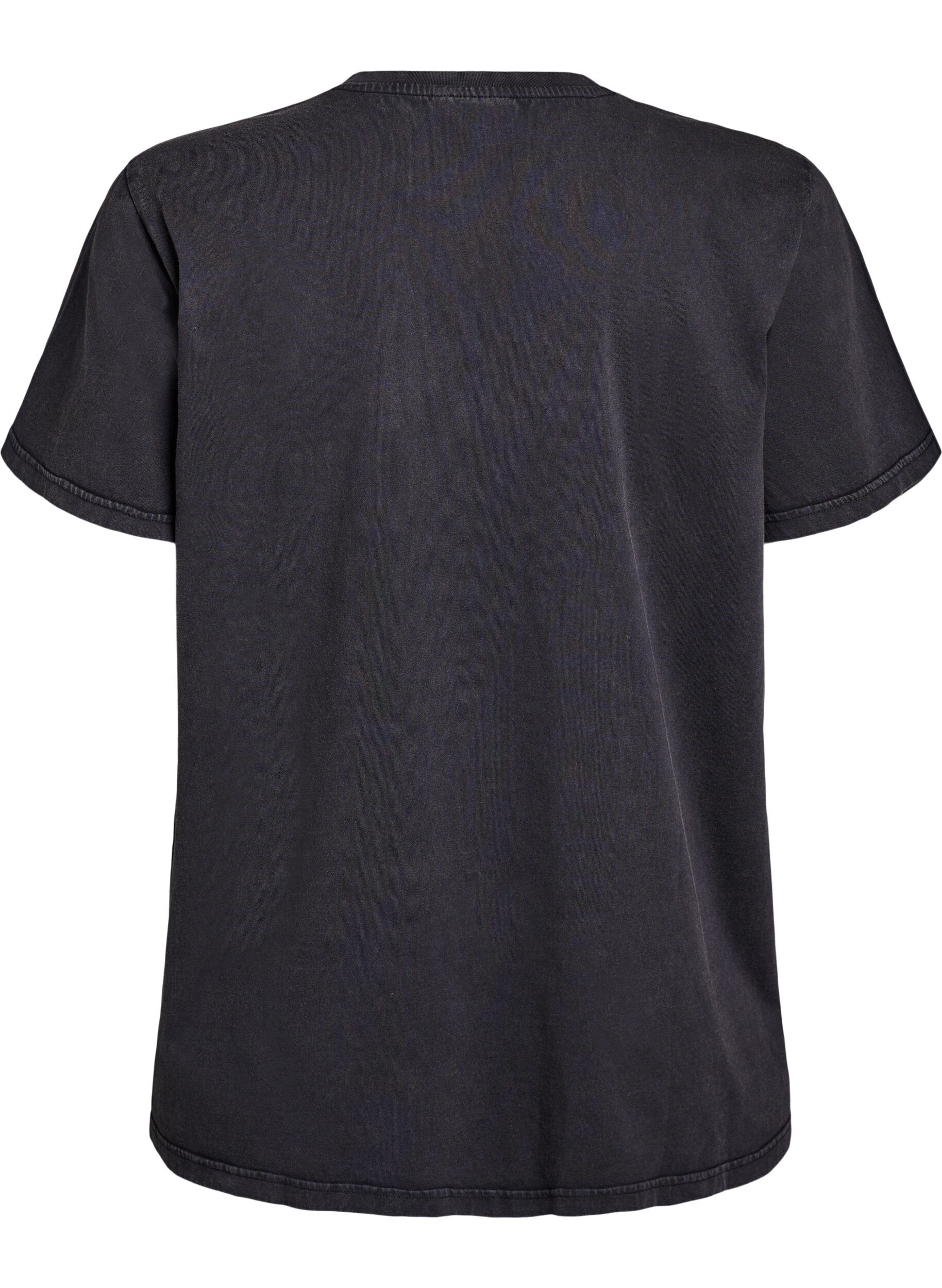 Zizzifashion Organic cotton T-shirt with rhinestones and butterfly motif, Grey, Packshot image number 1