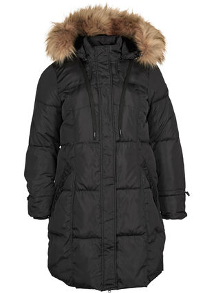 Winter jacket with a removable hood, Black, Packshot image number 0