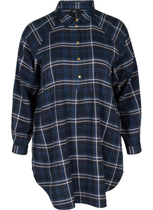 Loose-fitting tunic with checkered pattern, Black Check Comb, Packshot image number 0