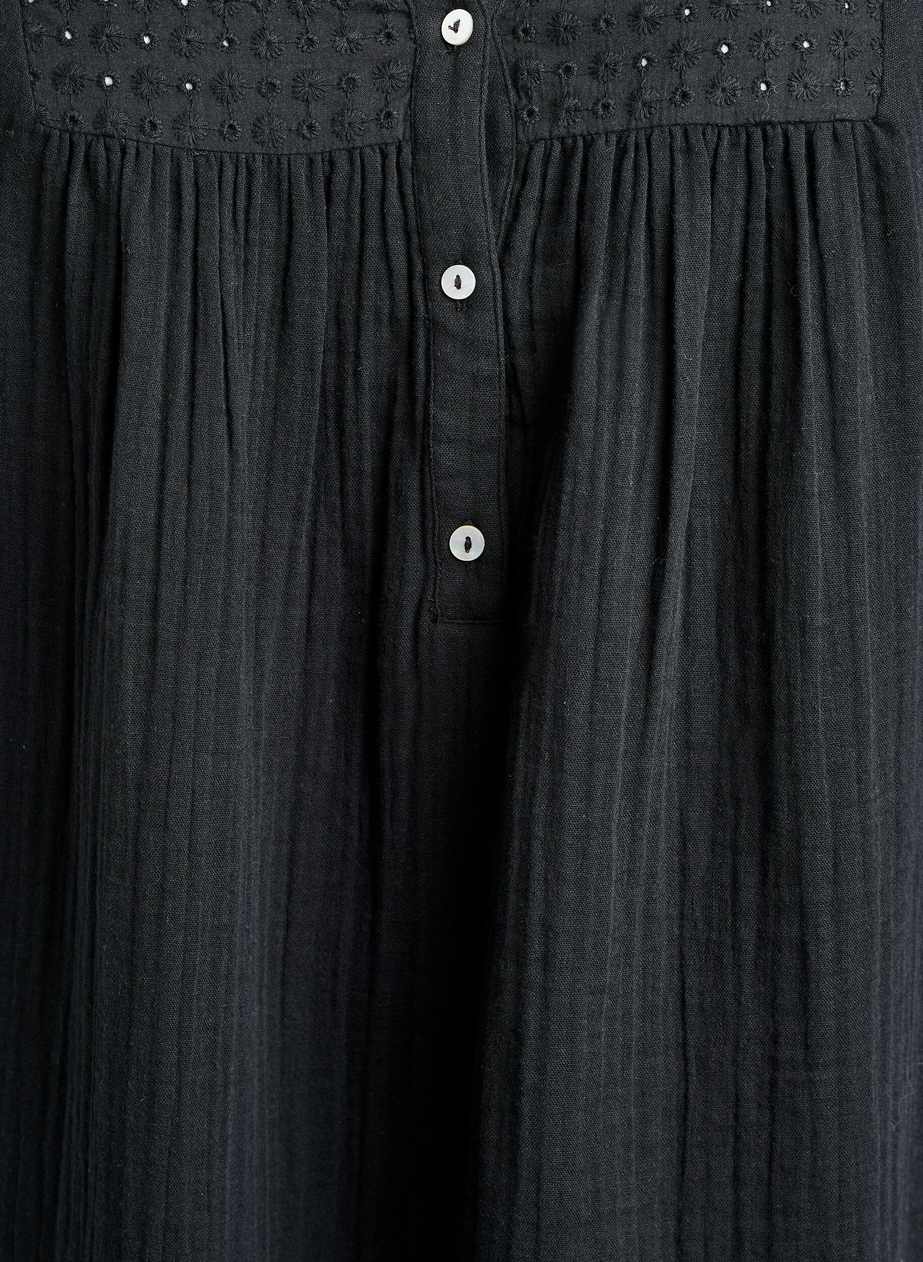 ZizzifashionCotton muslin tunic with broderie anglaise, Black, Packshot image number 2