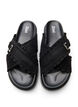 Sandals with crossed straps and ruffle edges, Black, Packshot image number 3