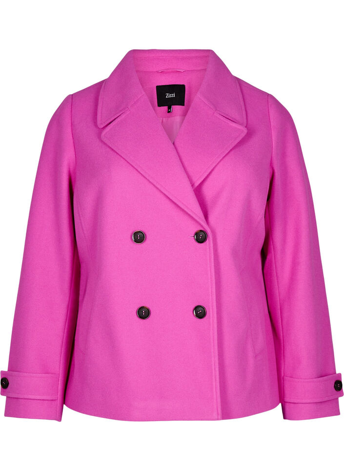 Short wool-look coat with pockets, Purple Orchid, Packshot image number 0