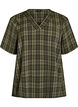 Blouse with check pattern and V-neckline, Green, Packshot image number 0
