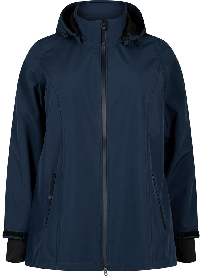 Short softshell jacket with detachable hood, Blue, Packshot image number 0