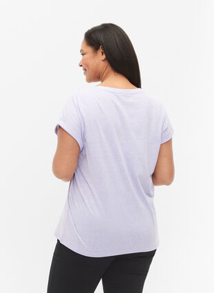 Melange t-shirt with short sleeves, Lavender Mél, Model image number 1