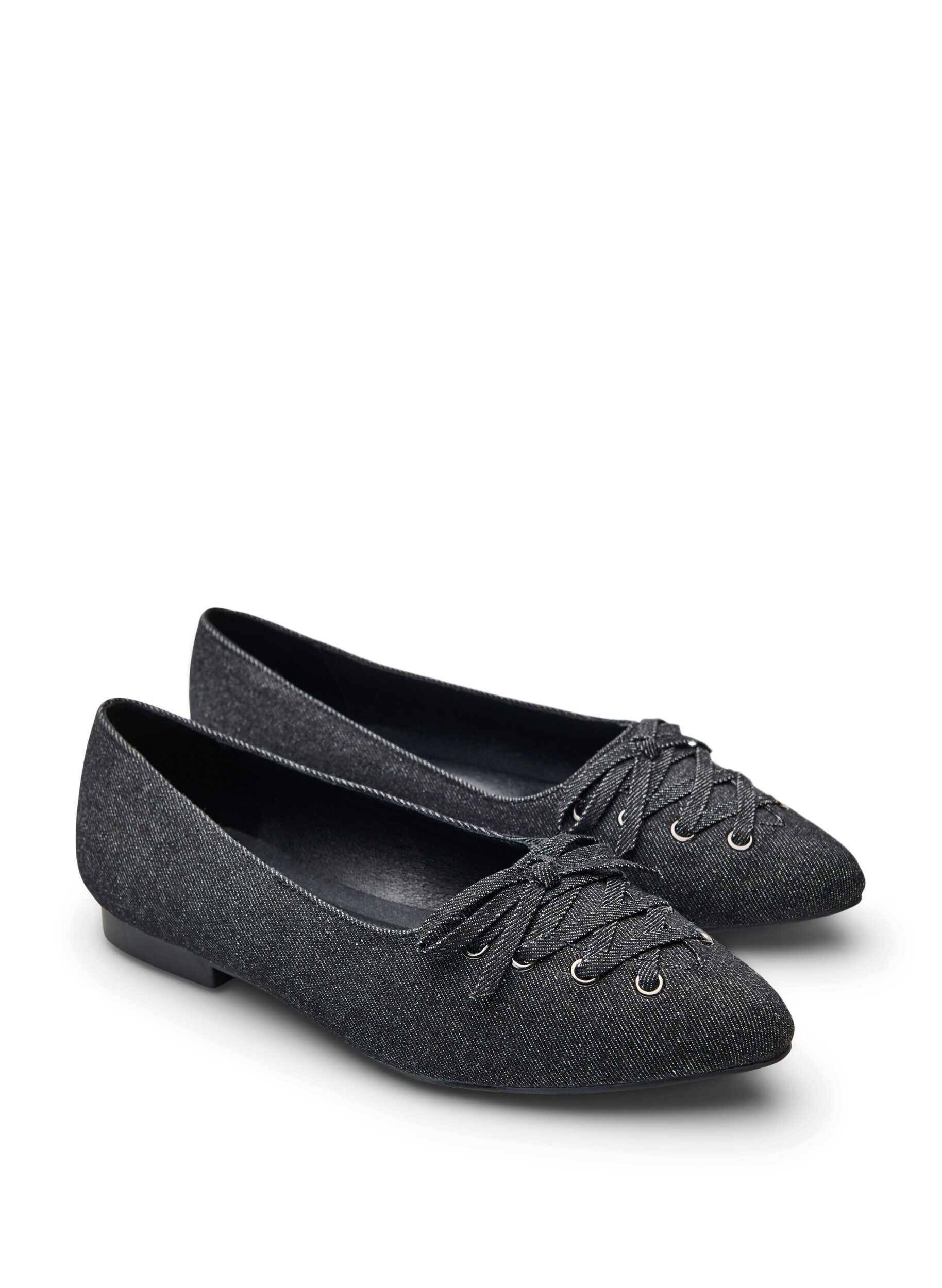 Zizzifashion Wide fit - Ballerina with lace detail, Black, Packshot image number 1