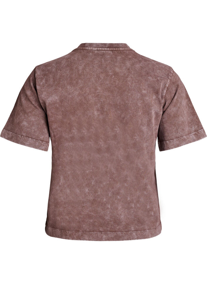 Cotton T-shirt with front print, Brown, Packshot image number 1