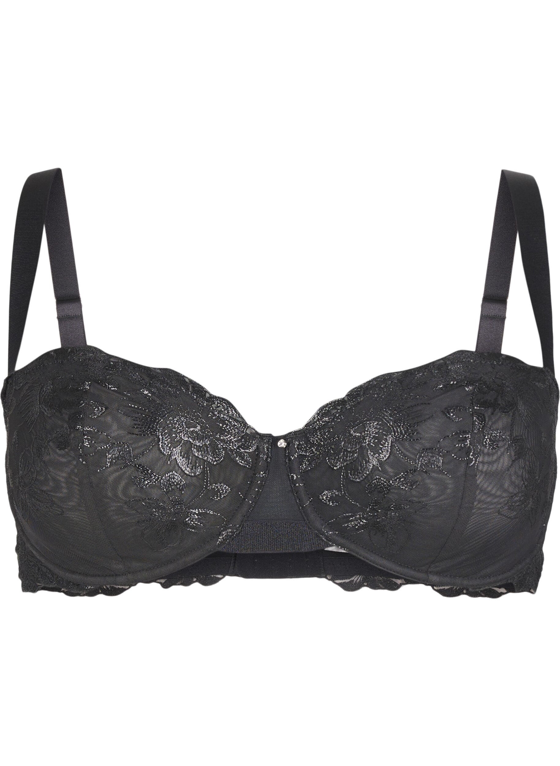 Balconette bra with underwire and embroidered lace