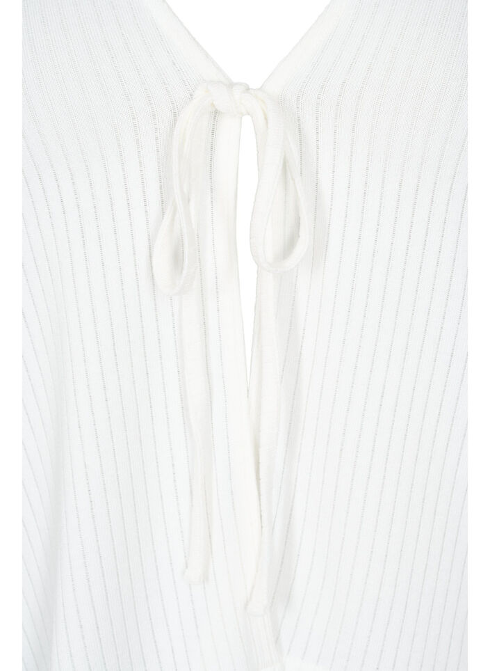 Ribbed cardigan with tie-string, White, Packshot image number 2