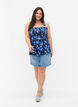 Breastfeeding-friendly top with smock, Blue Flower Print, Model image number 4