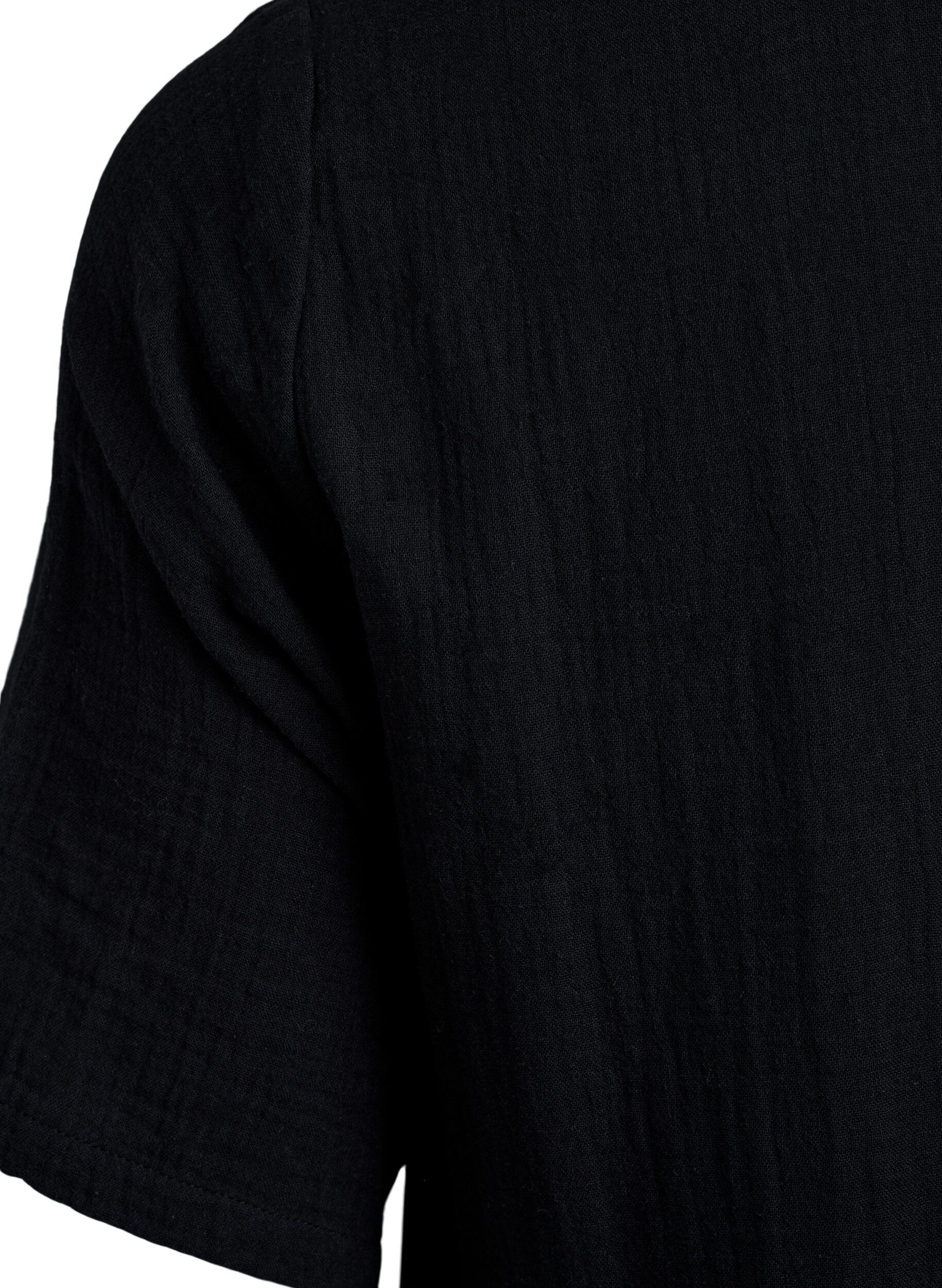 ZizzifashionShort A-line dress in cotton muslin, Black, Packshot image number 3