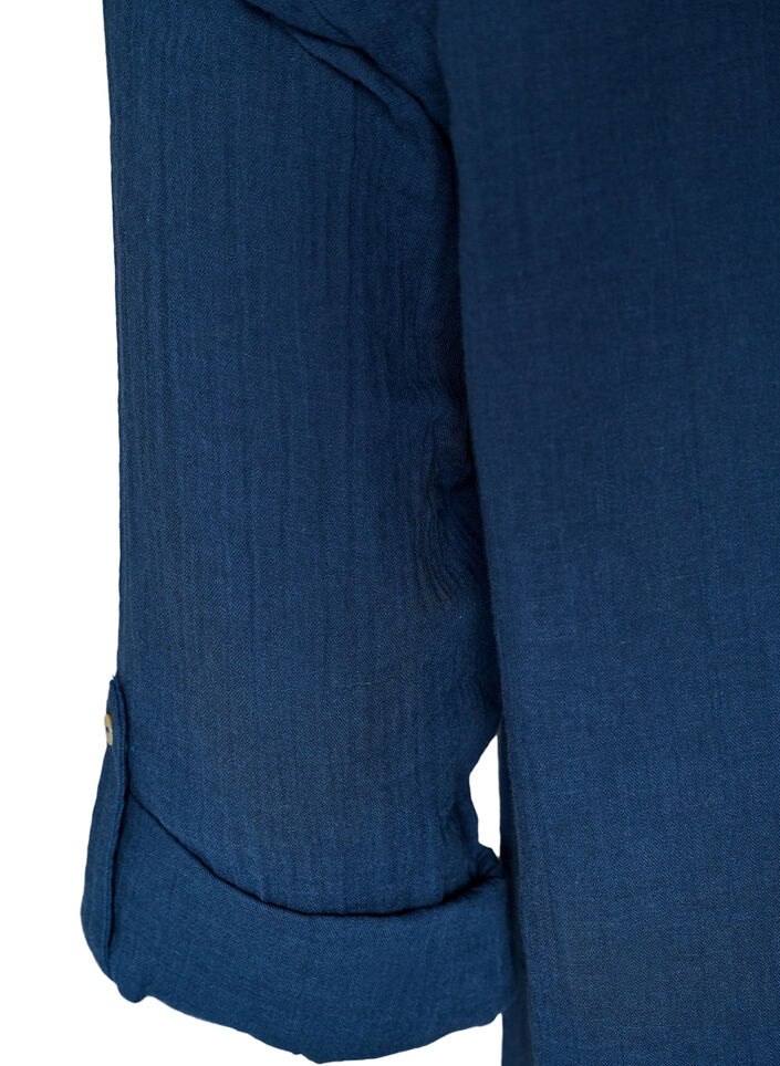 Cotton muslin tunic with broderie anglaise, Blue, Packshot image number 3