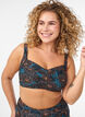Bikini top with padding and print, Petrol, Model image number 0