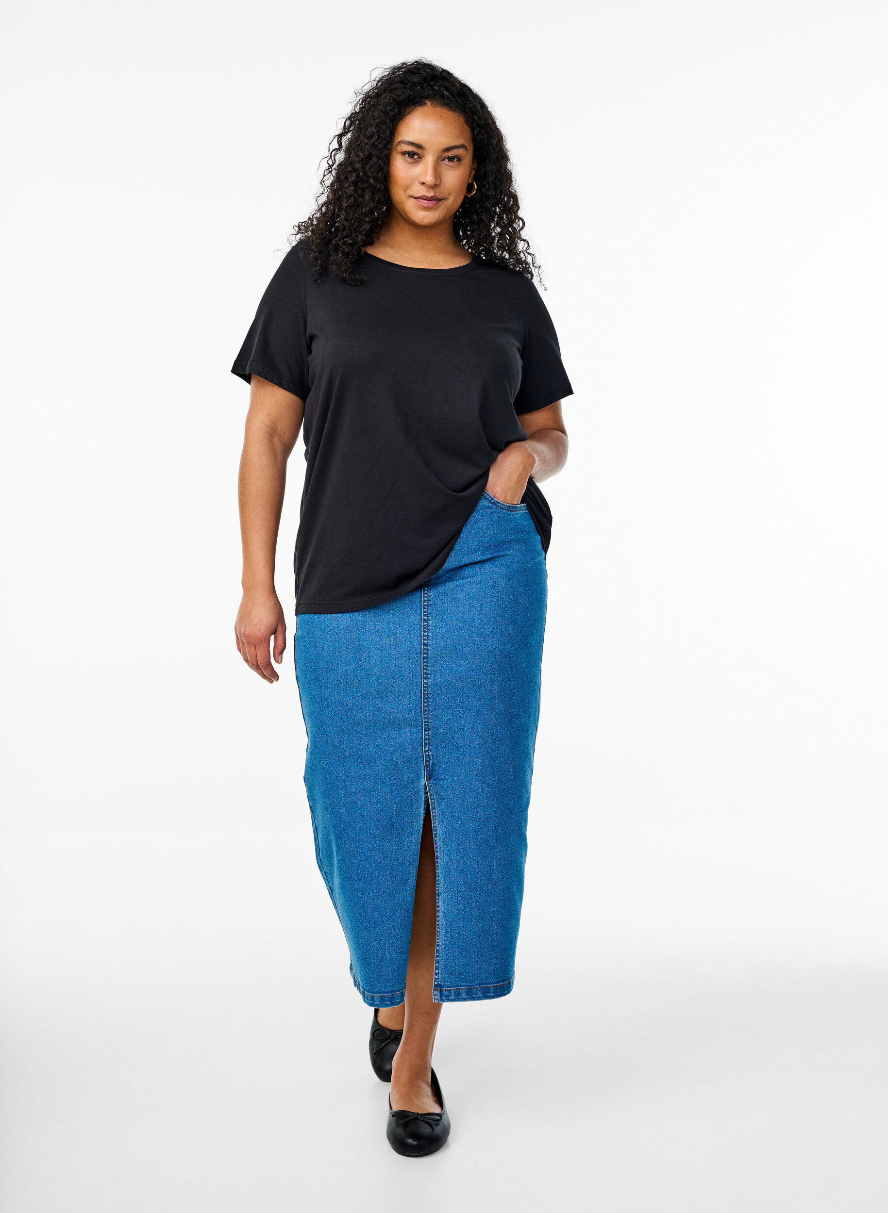 Zizzifashion FLASH - 2-pack t-shirts with crew neck, Black/Black, Model image number 2