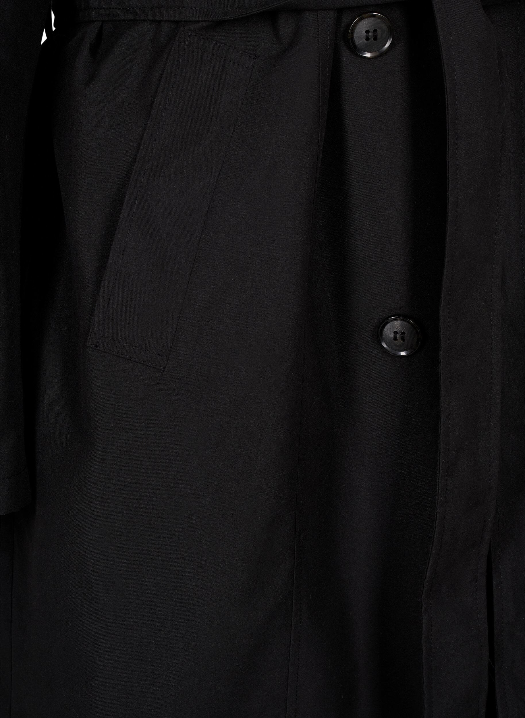 Zizzifashion Trench coat with belt and slit, Black, Packshot image number 3
