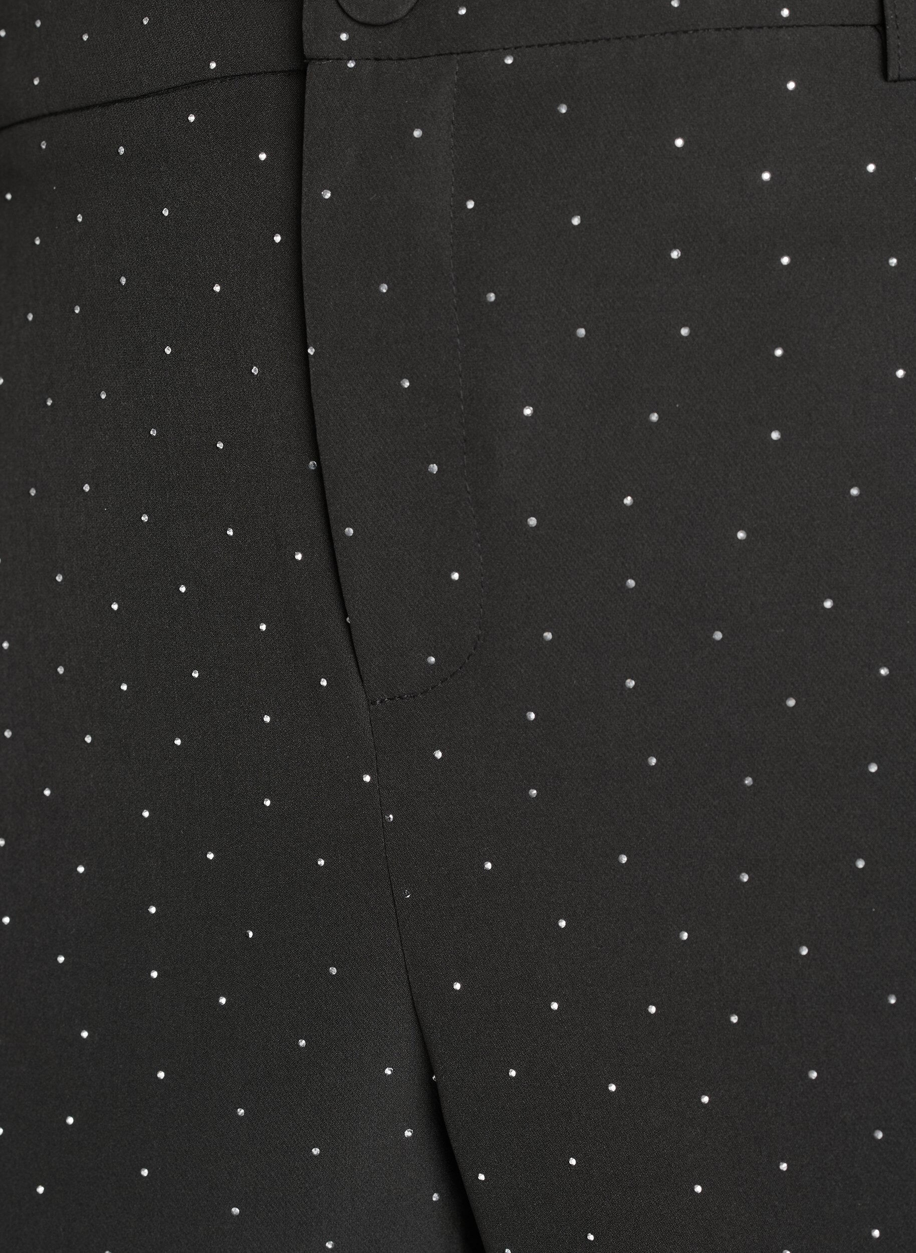 Zizzifashion Trousers with rhinestones and a high waist, Black, Packshot image number 2