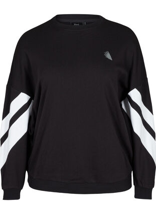 Sweatshirt with print details on the sleeves, Black, Packshot image number 0