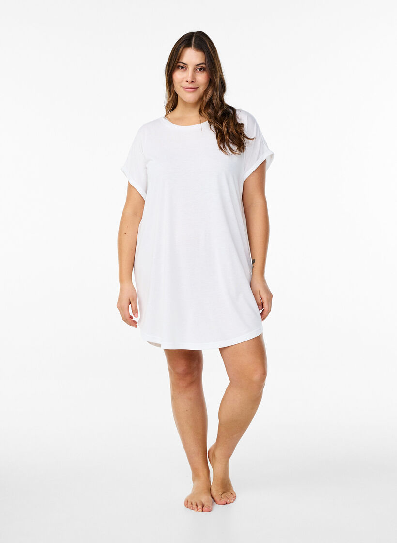 Short sleeve nightgown with text print, , Model image number 1
