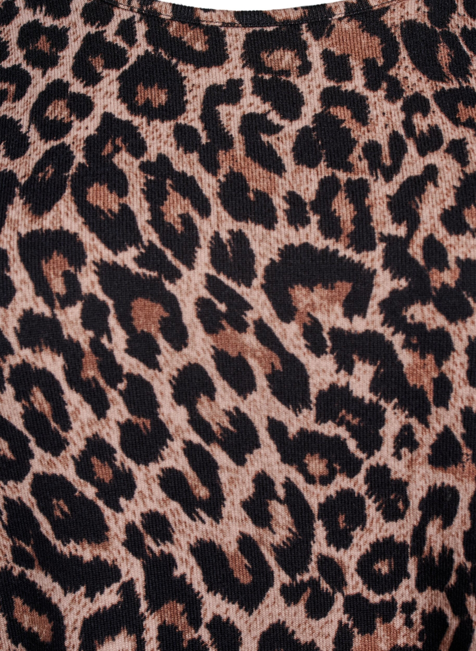 Zizzifashion Leopard print blouse with long sleeves, Brown, Packshot image number 2