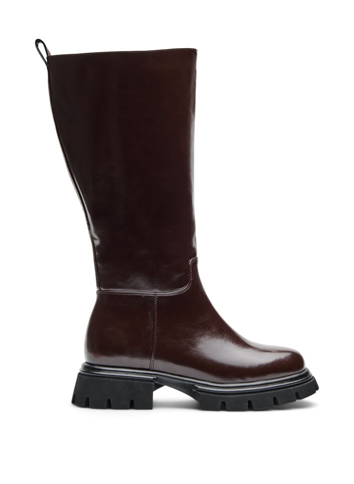 Tall boot with a lightly crackled look, Brown, Packshot