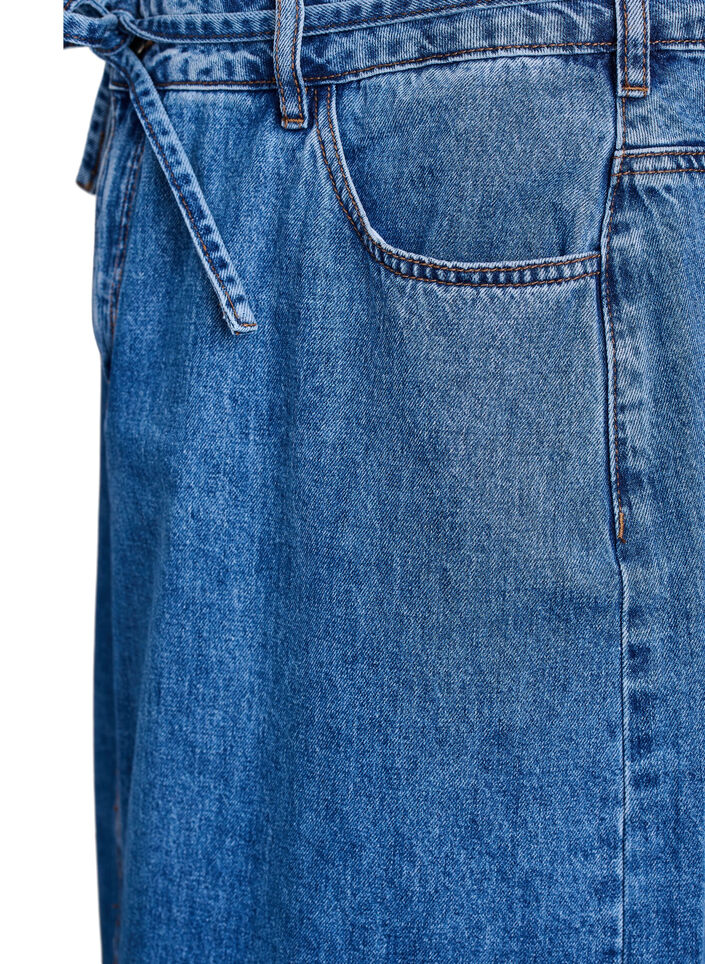 Denim maxi skirt with tie belt, Blue Denim, Packshot image number 3